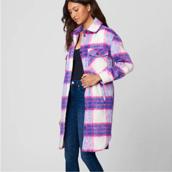 NWT Blank NYC Prime Time Pink and Purple Plaid Coat - Picture 2 of 8